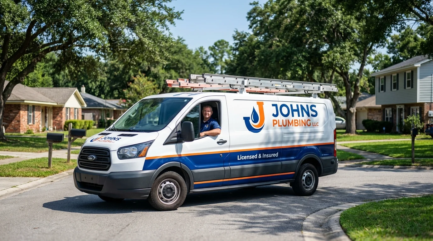 Johns Plumbing LLC service van in Half Moon Bay, CA