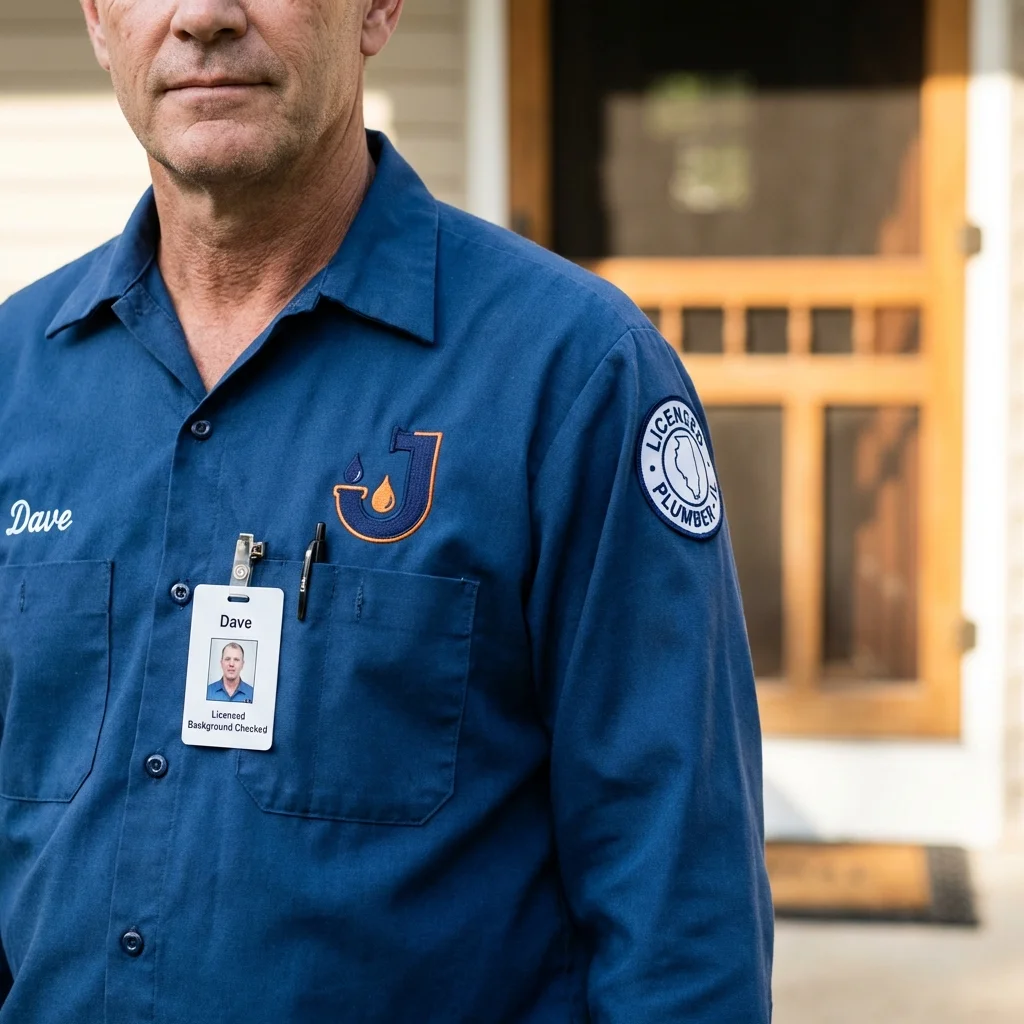 Licensed plumber showing ID badge in Half Moon Bay, CA