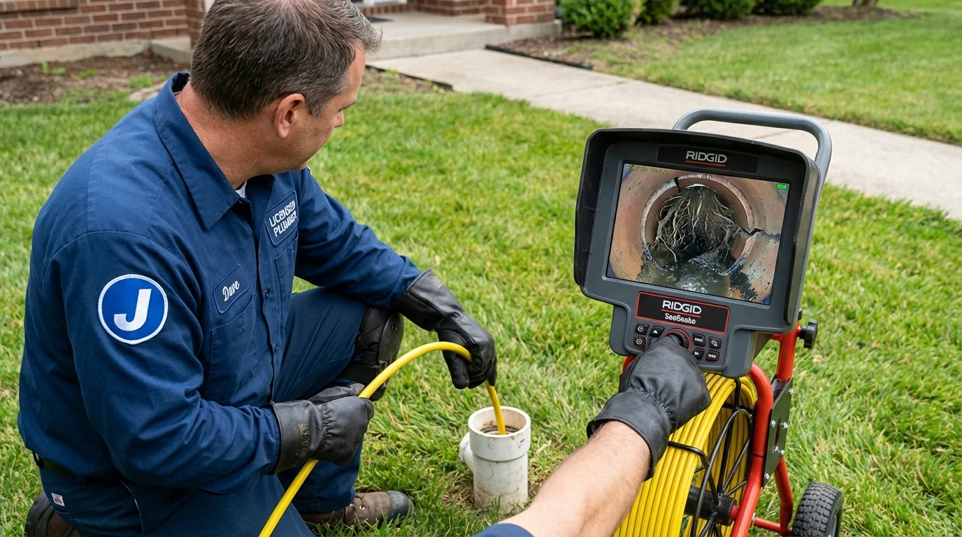 Sewer camera inspection being performed by Johns Plumbing LLC in Half Moon Bay