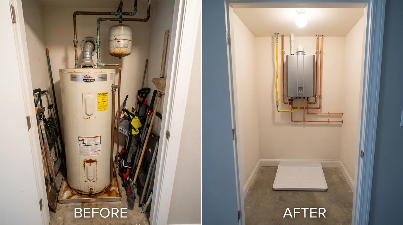 Tank water heater versus wall-mounted tankless unit comparison for Half Moon Bay, CA homeowners