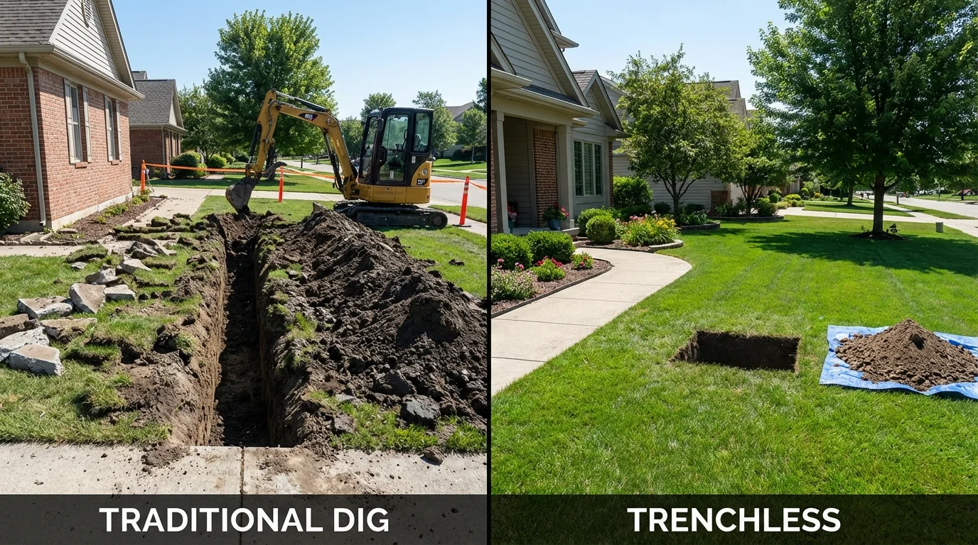 Trenchless sewer repair with minimal yard damage versus traditional excavation in Half Moon Bay, CA